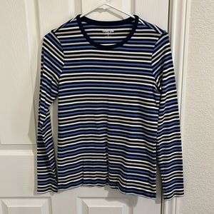 Women's Land's End long sleeve t-shirt, blue stripes, M